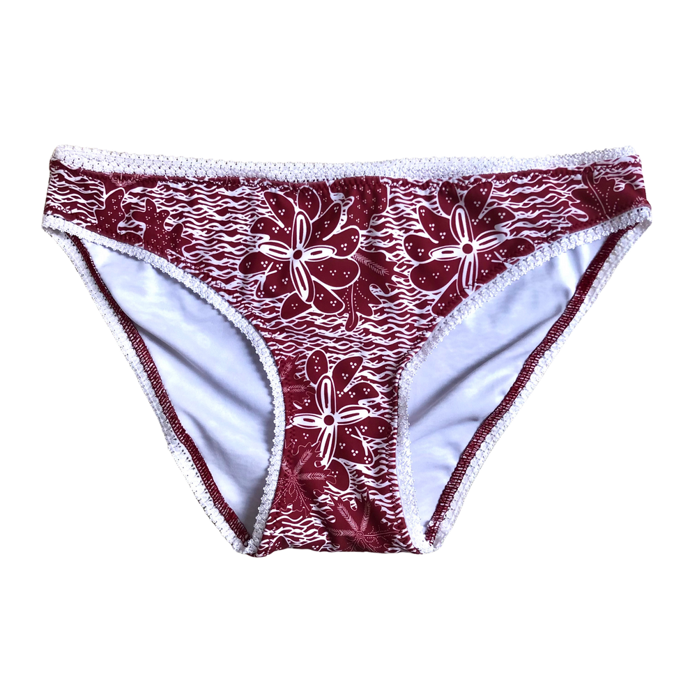 RED WINE BATIK ~ LACE | ECO SWIM INTIMATES KNICKERS