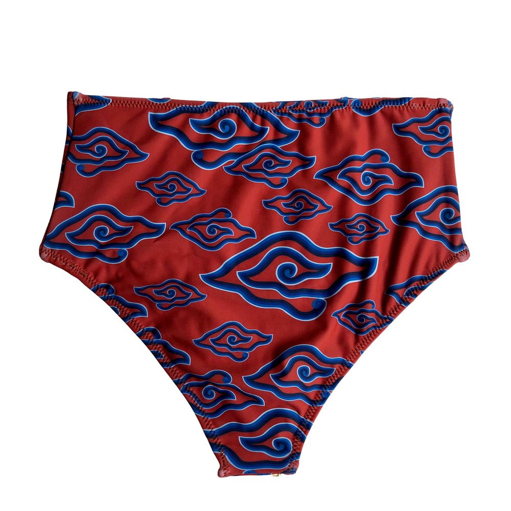 Clay Clouds Batik | High Waisted Bikini Bottoms