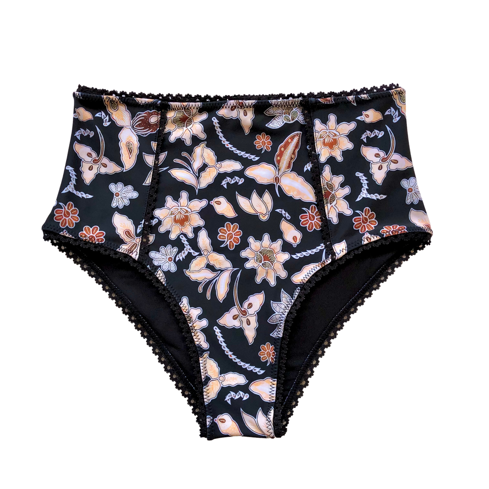 
            
                Load image into Gallery viewer, Midnight Bloom Batik | High Waisted Java Lace Bottoms
            
        