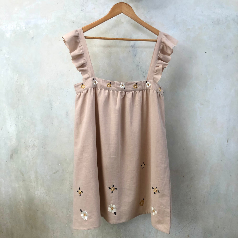 AYU FRILL MINI DRESS - PEARL