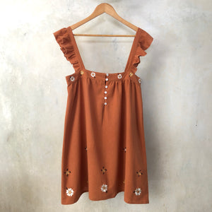 AYU FRILL MINI DRESS - TERRACOTTA