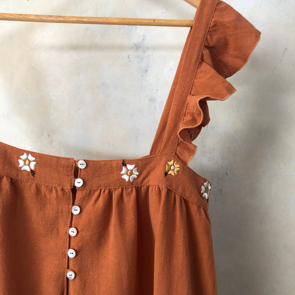 AYU FRILL MINI DRESS - TERRACOTTA