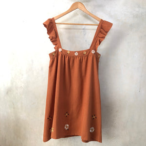 AYU FRILL MINI DRESS - TERRACOTTA