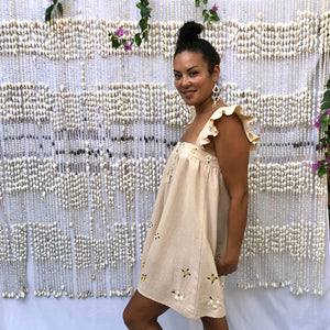 AYU FRILL MINI DRESS - PEARL