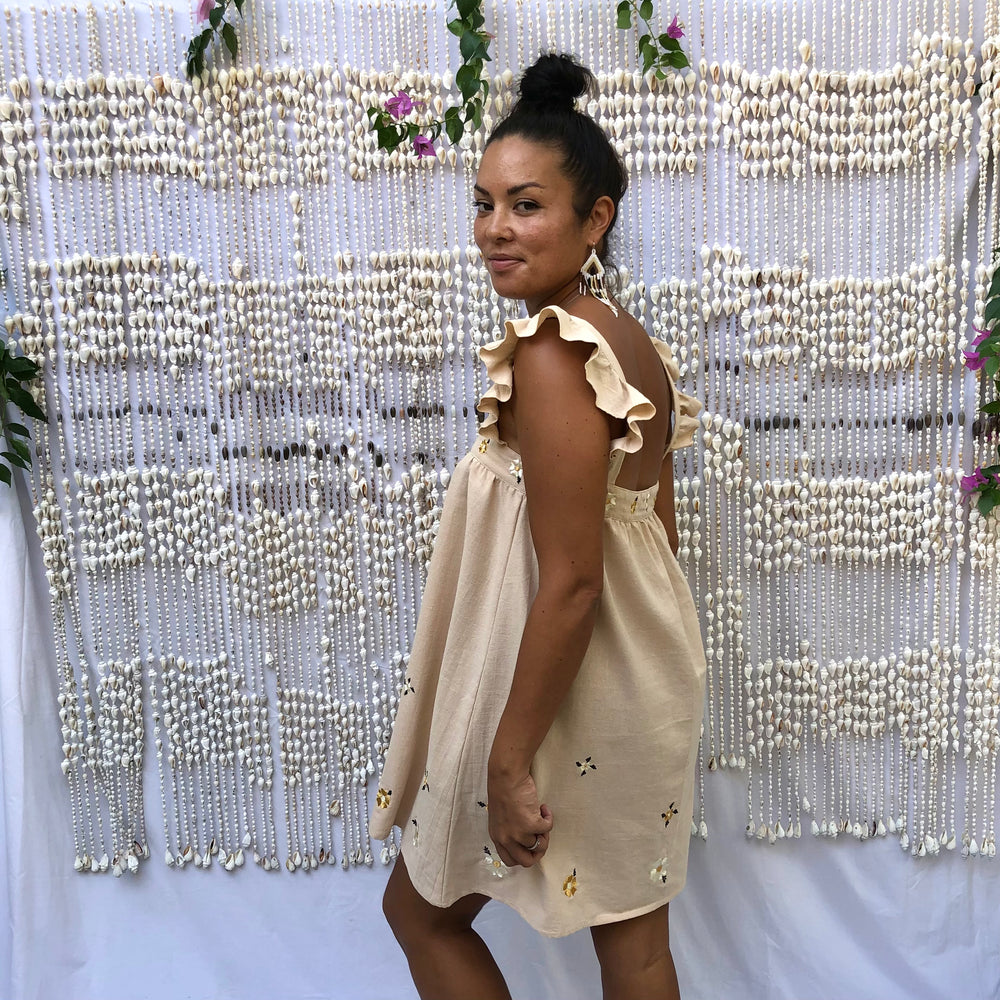 AYU FRILL MINI DRESS - PEARL