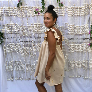 AYU FRILL MINI DRESS - PEARL