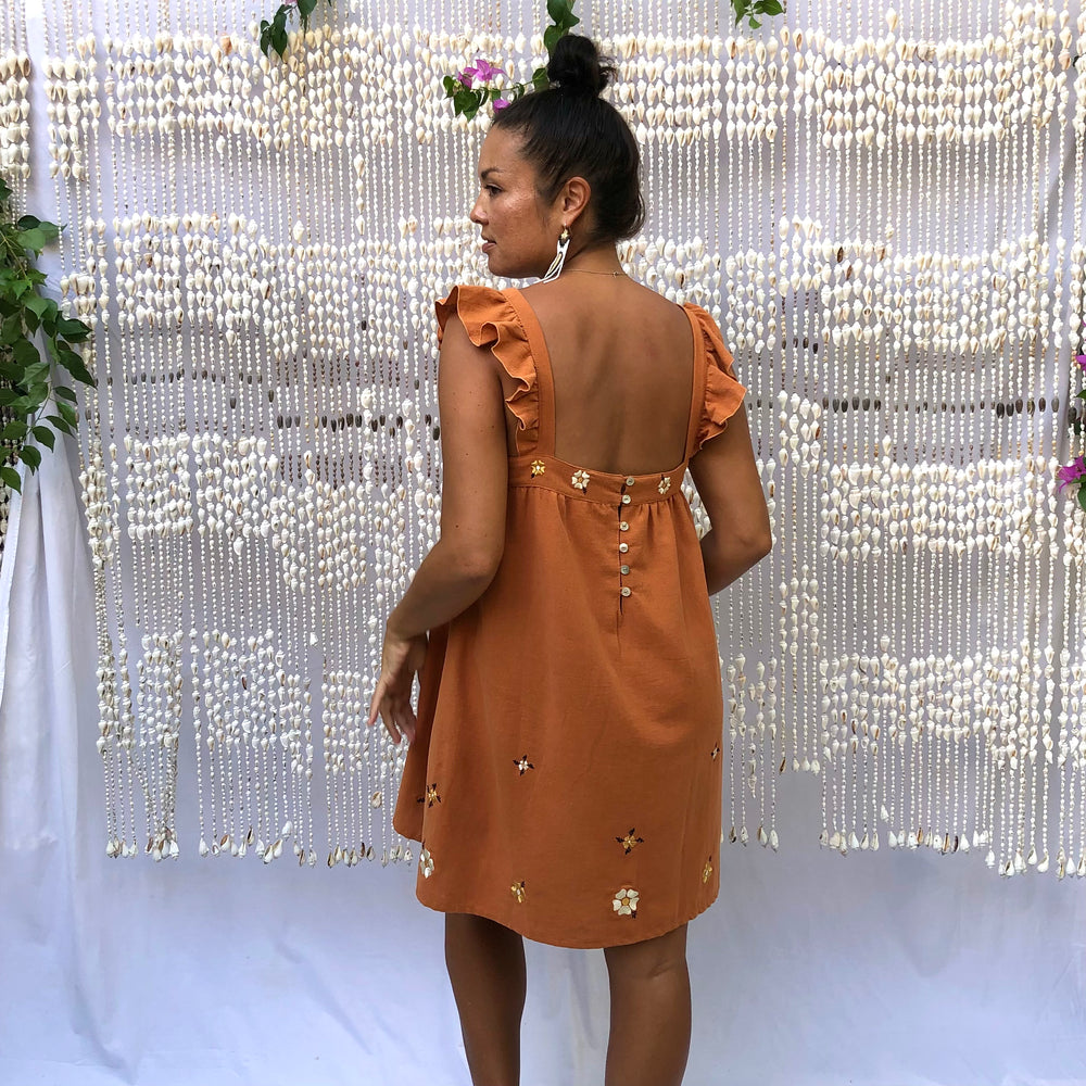 AYU FRILL MINI DRESS - TERRACOTTA